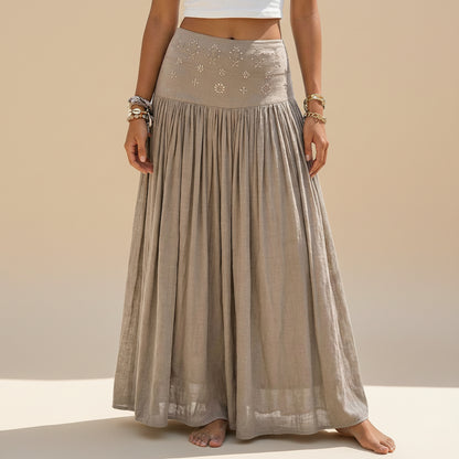 Hotfix Rhinestones Plain Maxi Skirt #262616