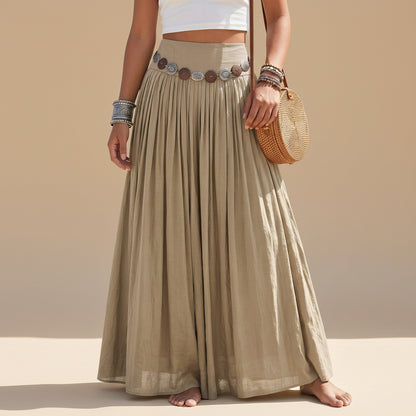 Plain Maxi Skirt With Belt #262615