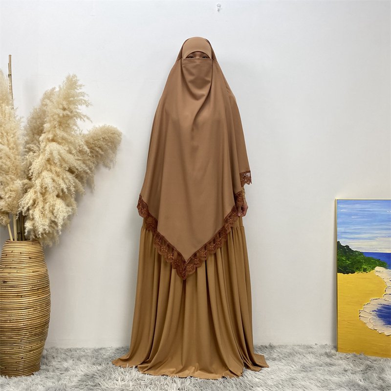 13 Color Options Nida Lace Long Khimar For Middle East Arab Women Nikah And Prayer