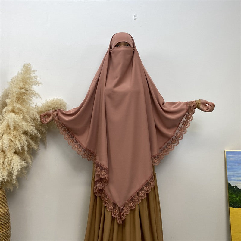 13 Color Options Nida Lace Long Khimar For Middle East Arab Women Nikah And Prayer