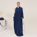 13 Color Options Solid Color Abaya Dress With Hijab Scarf One Piece