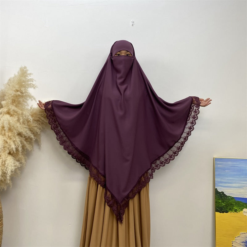13 Color Options Nida Lace Long Khimar For Middle East Arab Women Nikah And Prayer
