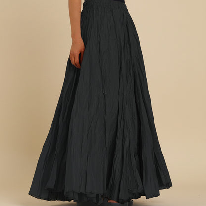 Modest Pleated Plain Solid Color Long Skirt #2603001