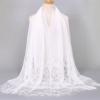 Muslim Women Lace Hollow Tassel Hijab Scarf #26VS069