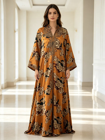 Eid Rope Embroidery Kaftan Caftan Dress For Muslim Women - Mukhawar Jalabiya - #26247