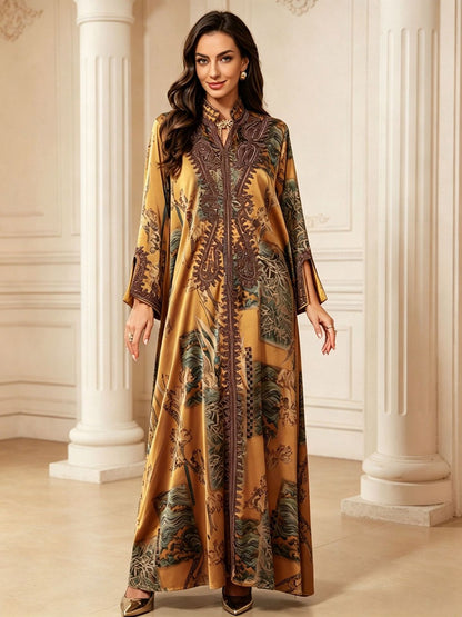 Rope Embroidery Kaftan Caftan Dress For Muslim Women - Eid Dress Mukhawar Jalabiya - #26237