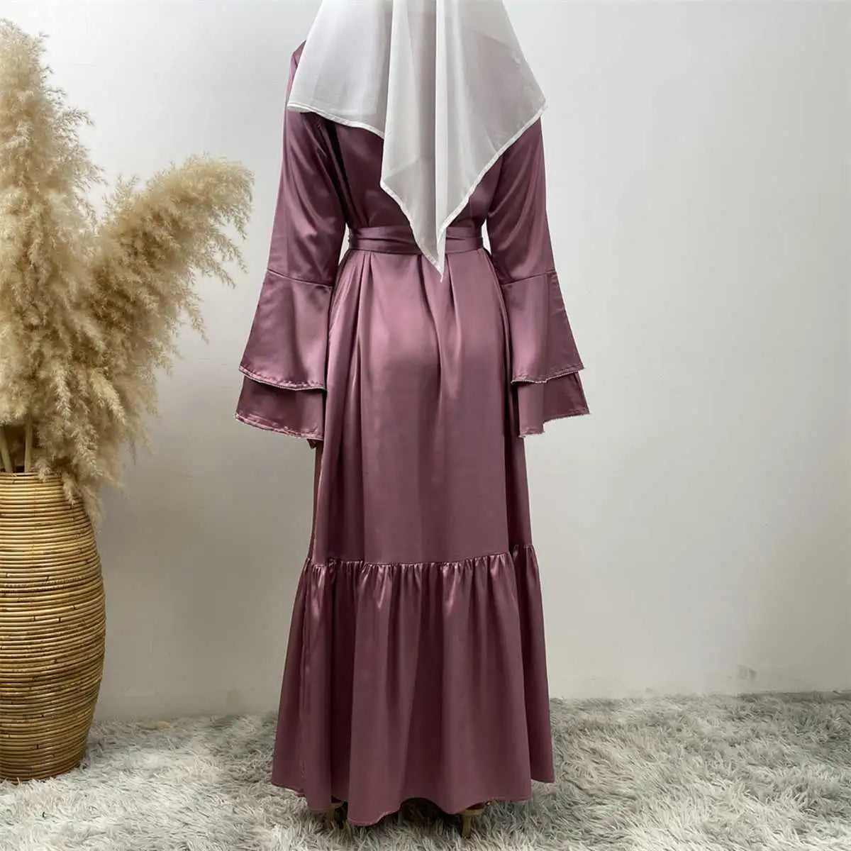 Modest Fashion Satin Abaya Dress