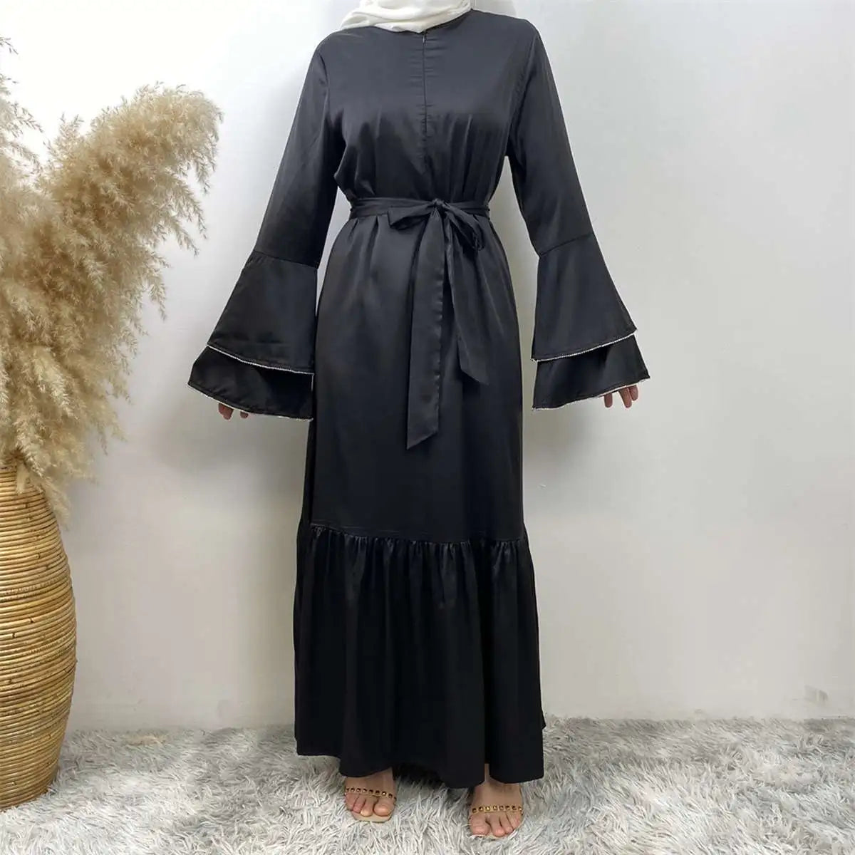 Modest Fashion Satin Abaya Dress