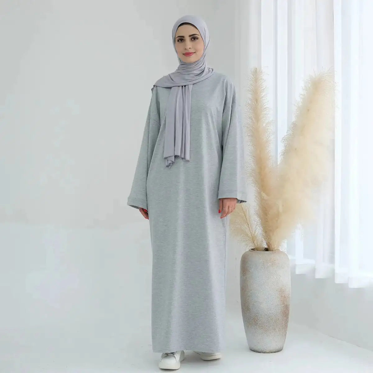 Solid Color Plain Abaya Dress