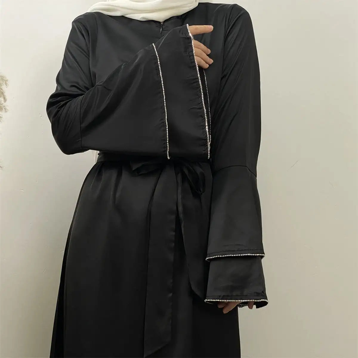 Modest Fashion Satin Abaya Dress