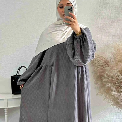 Winter Fall Thick Corduroy Abaya Dress