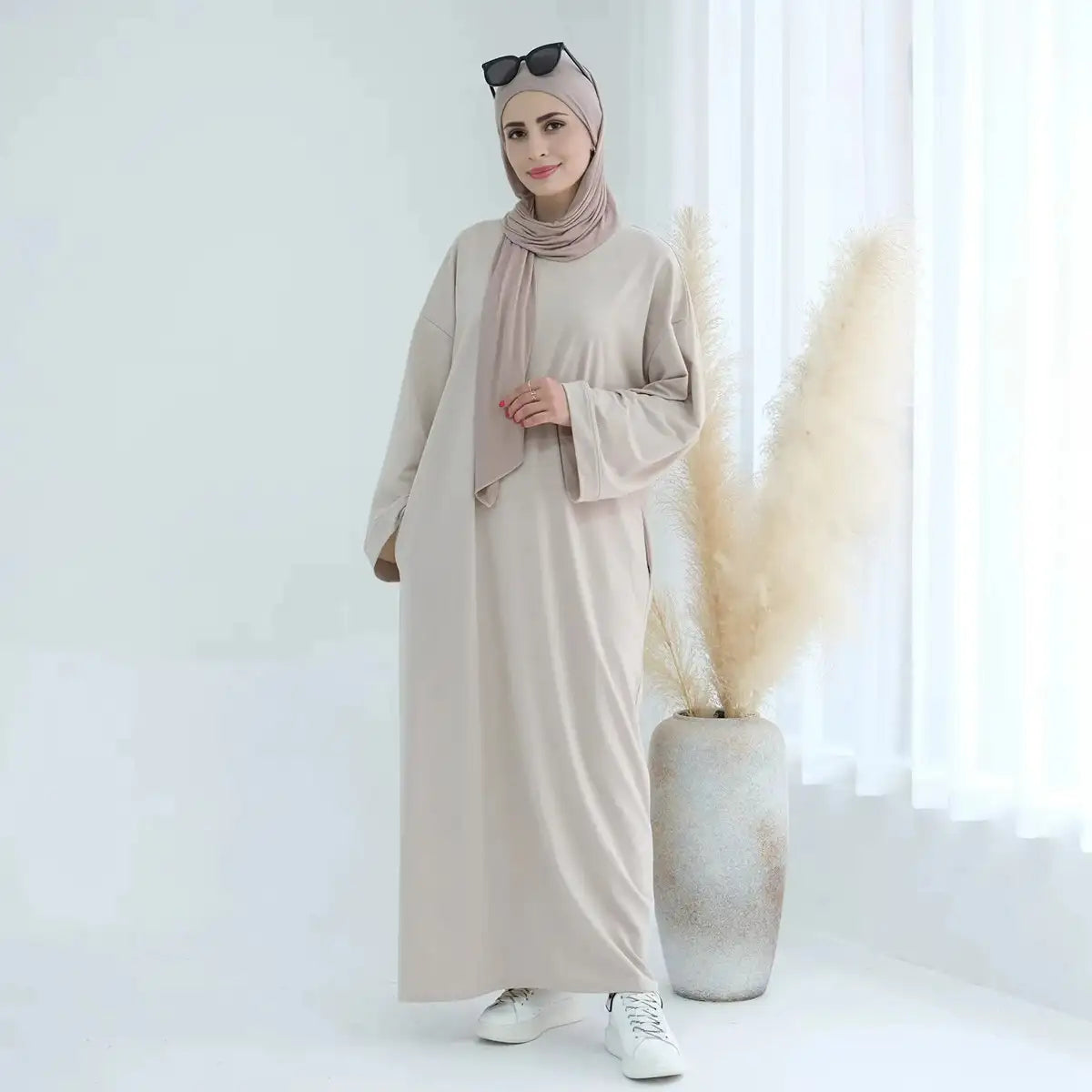 Solid Color Plain Abaya Dress