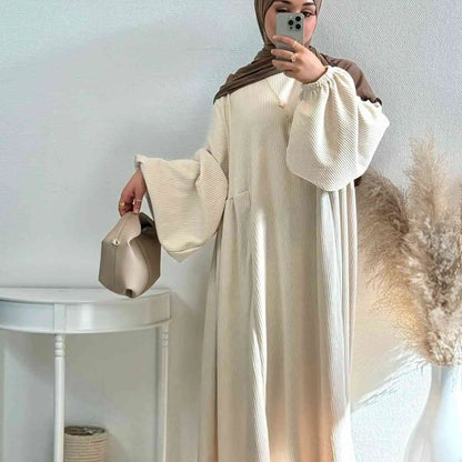 Winter Fall Thick Corduroy Abaya Dress