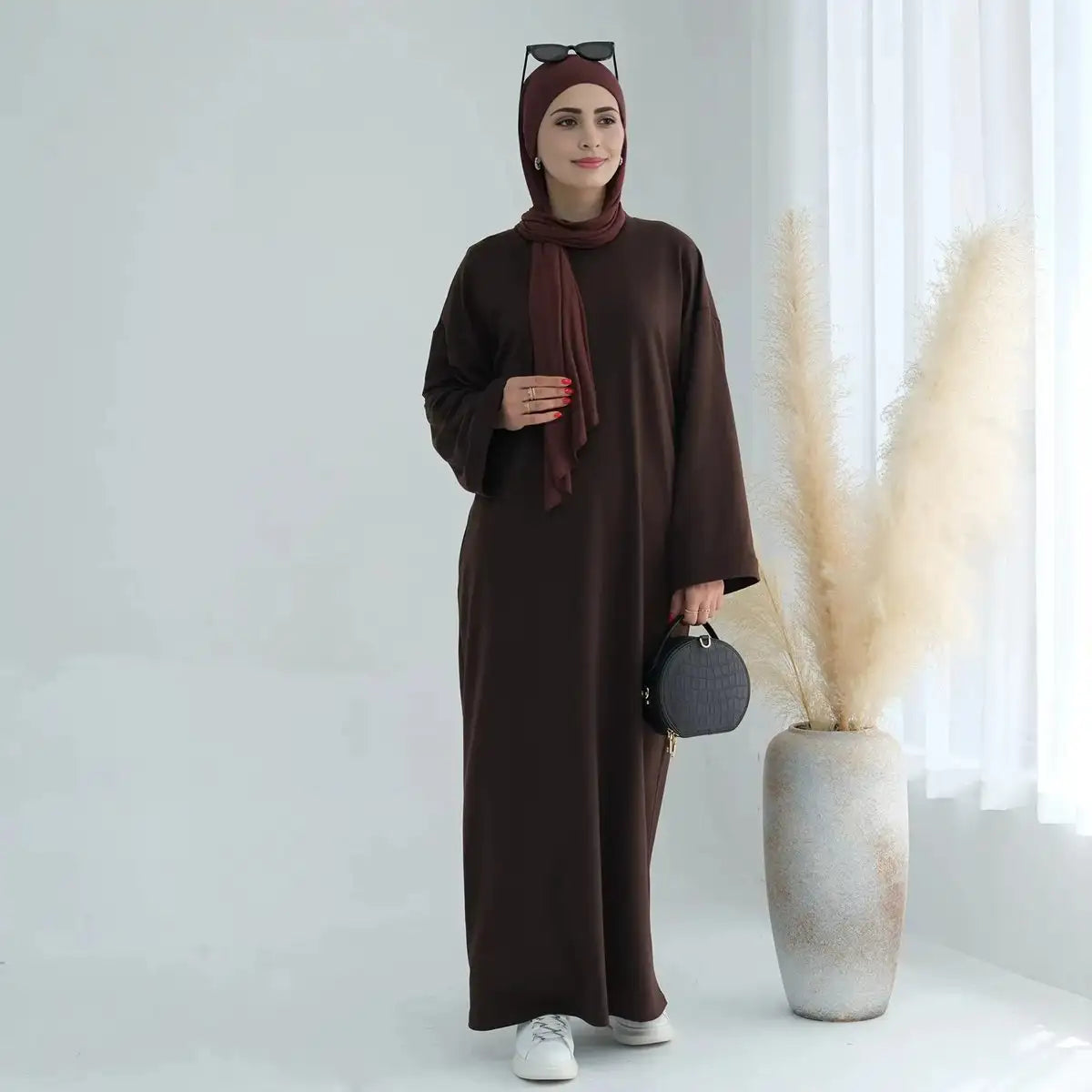 Solid Color Plain Abaya Dress