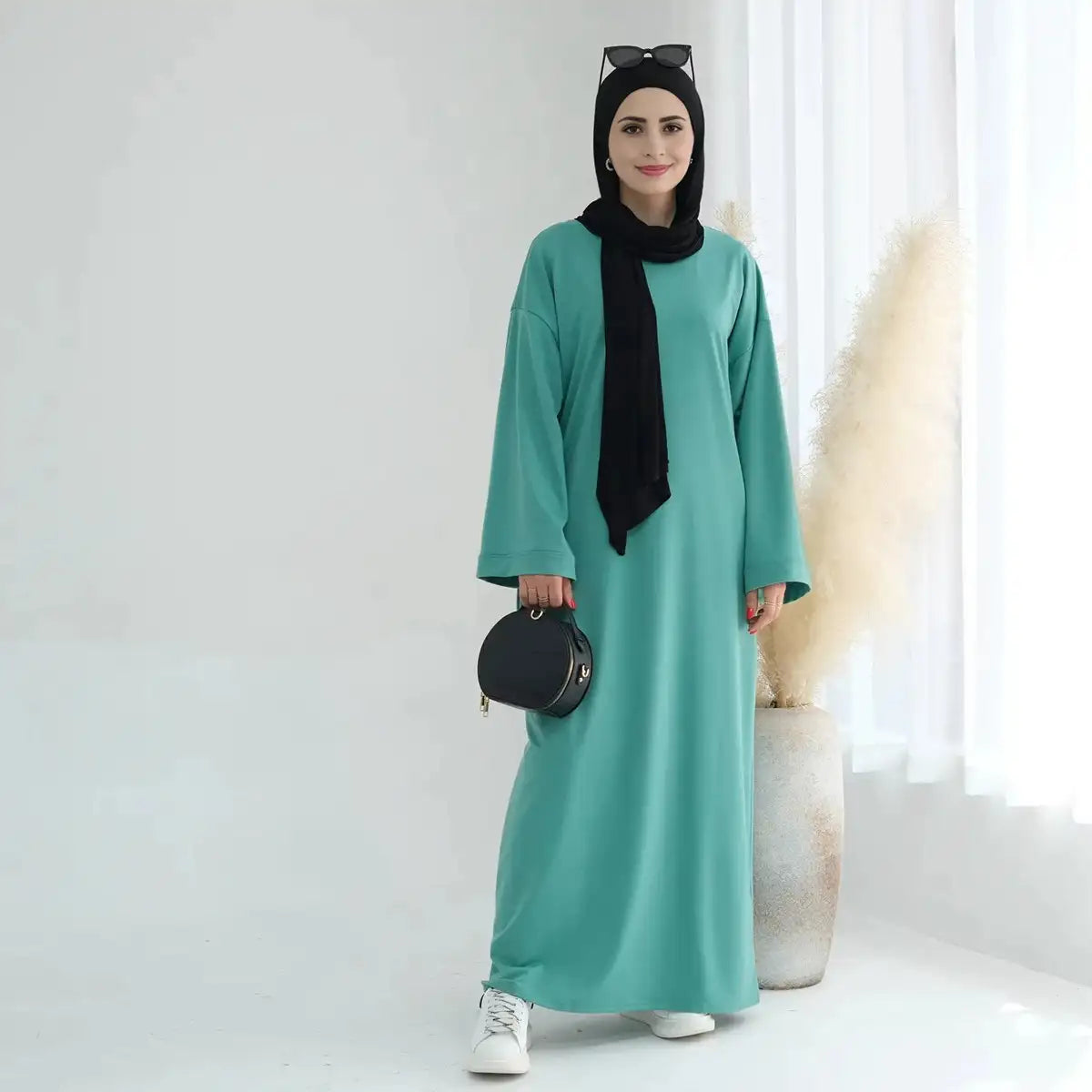 Solid Color Plain Abaya Dress