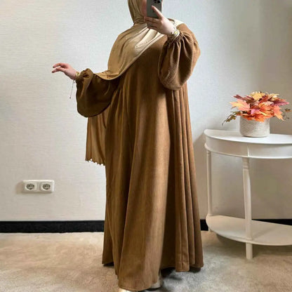 Winter Fall Thick Corduroy Abaya Dress