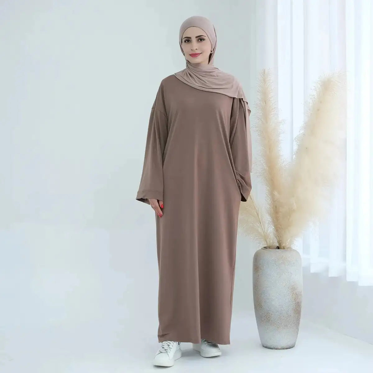 Solid Color Plain Abaya Dress