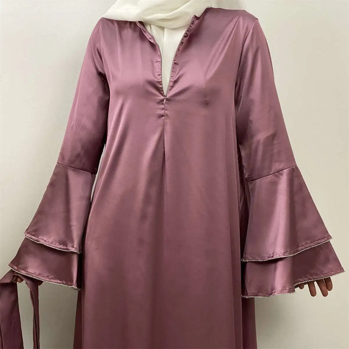 Modest Fashion Satin Abaya Dress