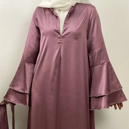 Modest Fashion Satin Abaya Dress