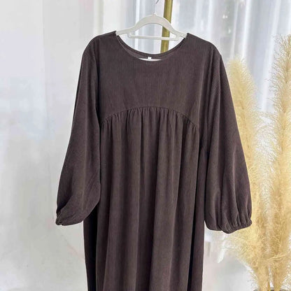 Winter Fall Thick Corduroy Abaya Dress