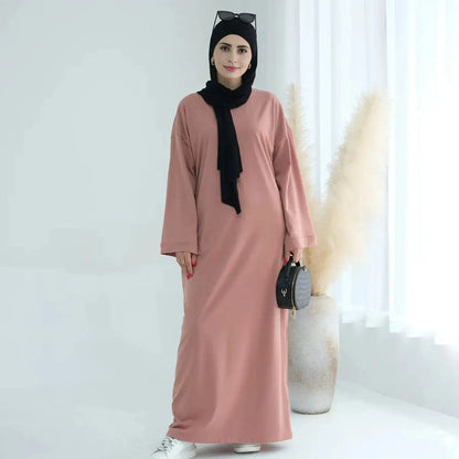 Solid Color Plain Abaya Dress