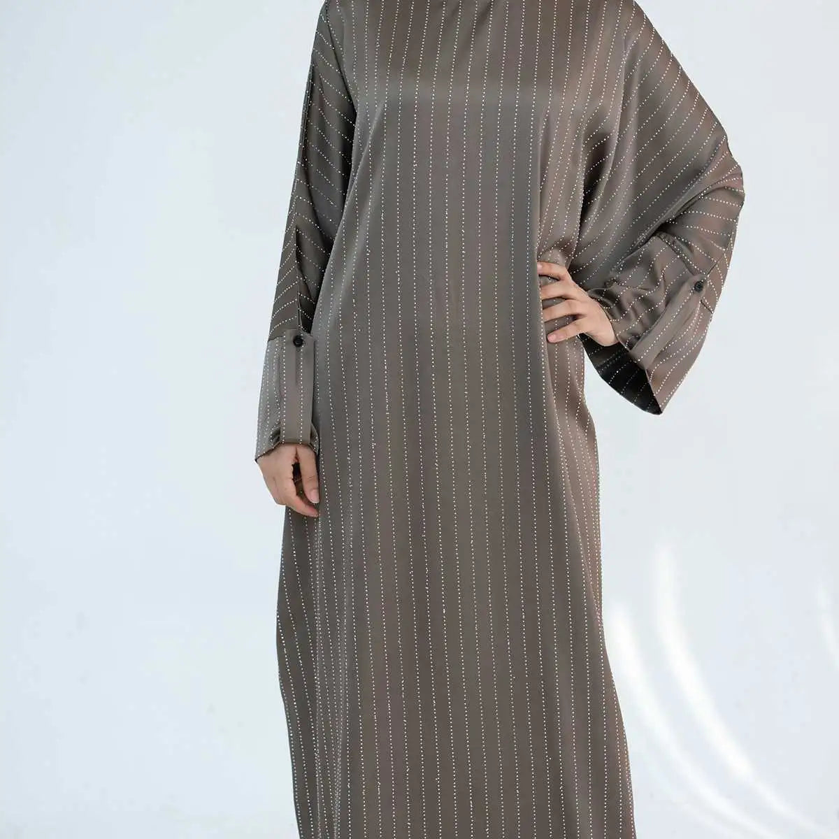 Hotfix Rhinestone Abaya Dress