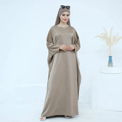 Luxury Hotfix Rhinestone Satin Abaya Dress #25973