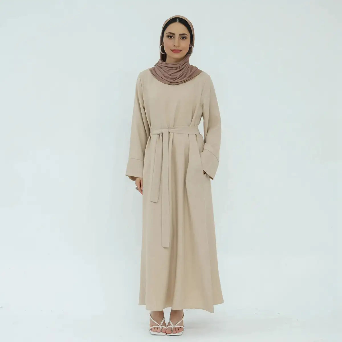 Daily Wear Plain Wrinkle Abaya Dress With Pocket Urgarment Daily Wear Plain Wrinkle Abaya Dress With Pocket Urgarment