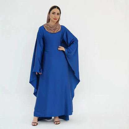 Butterfly Batwing Sleeve Satin Farasha Abaya Dress With Inner Belt Urgarment Butterfly Batwing Sleeve Satin Farasha Abaya Dress With Inner Belt Urgarment