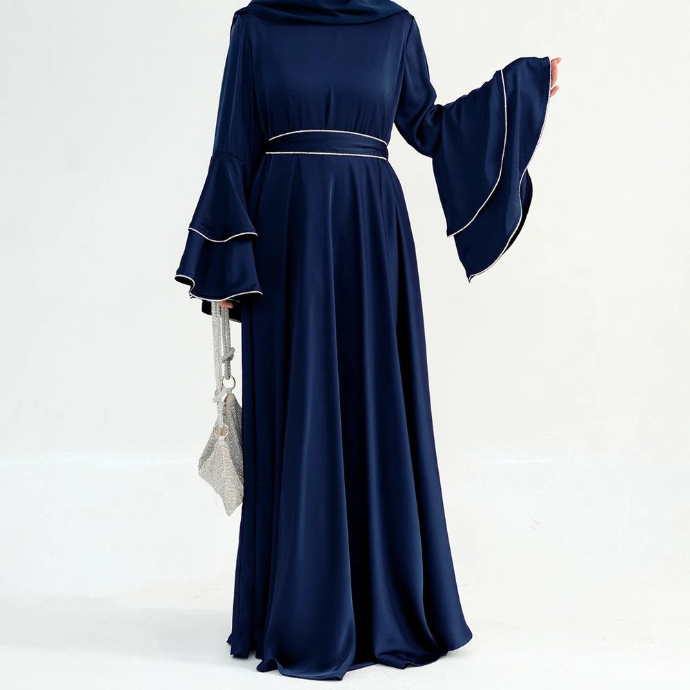 Hand Beading Double-Layered Bell Sleeves Nida Abaya Dress #25935