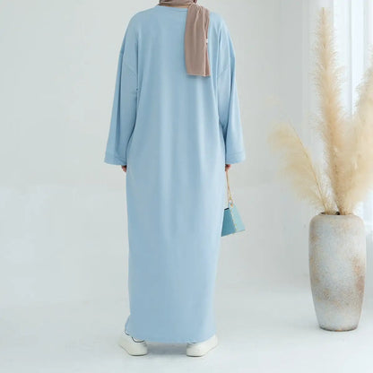 Solid Color Plain Abaya Dress