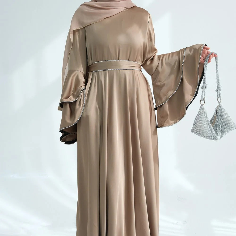 Hand Beading Double-Layered Bell Sleeves Nida Abaya Dress #25935