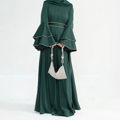Hand Beading Double-Layered Bell Sleeves Nida Abaya Dress #25935