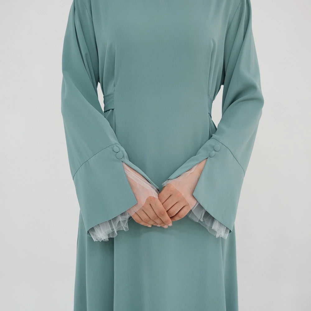 Lace Sleeve Nida Abaya Dress #251004