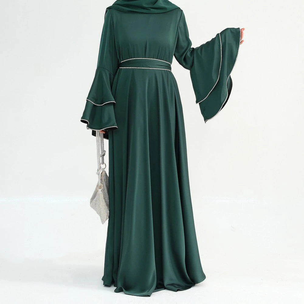 Hand Beading Double-Layered Bell Sleeves Nida Abaya Dress #25935