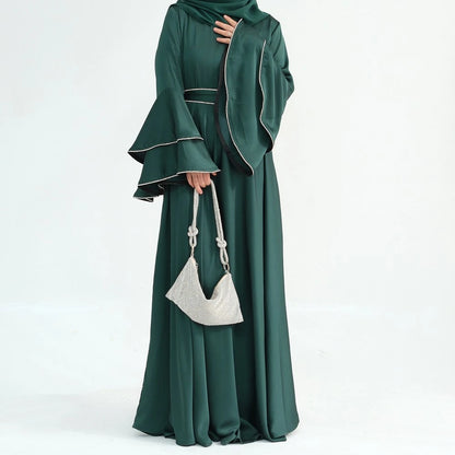 Hand Beading Double-Layered Bell Sleeves Nida Abaya Dress #25935