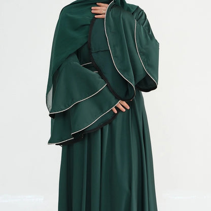 Hand Beading Double-Layered Bell Sleeves Nida Abaya Dress #25935