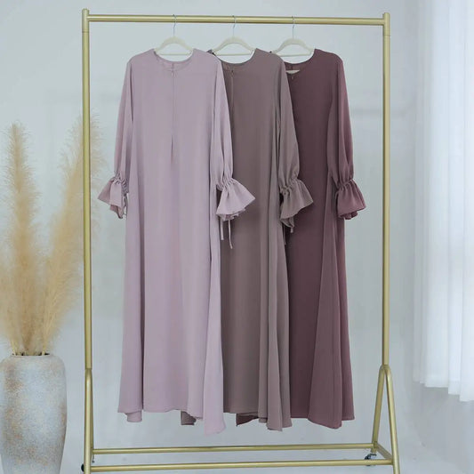 Flare Sleeve Muslim Women Nida Abaya Dress