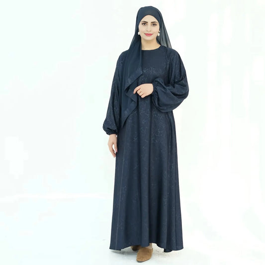 3D Jacquard Satin Abaya Dress #24009