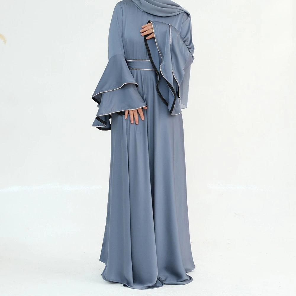 Hand Beading Double-Layered Bell Sleeves Nida Abaya Dress #25935