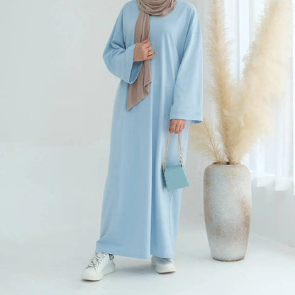 Solid Color Plain Abaya Dress