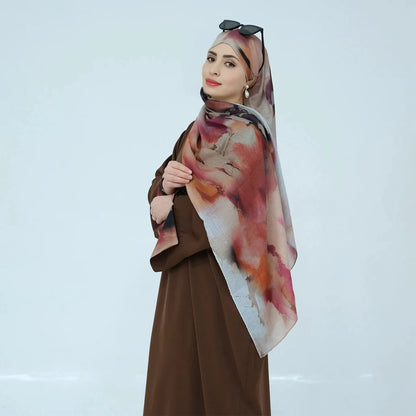 Nida Sleeve Slit Abaya Dress With Hijab #25942