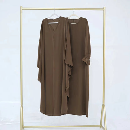 2 Pieces Set Nida Abaya Dress With Cape #25949