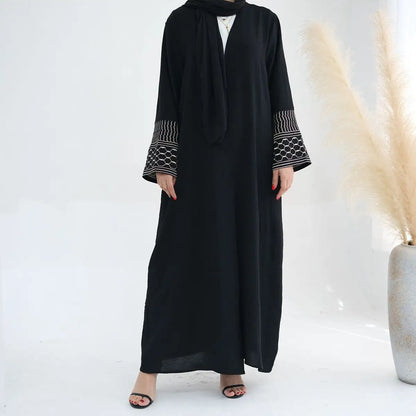 Embroidery Sleeve Muslim Women Cardigan Open Abaya Dress