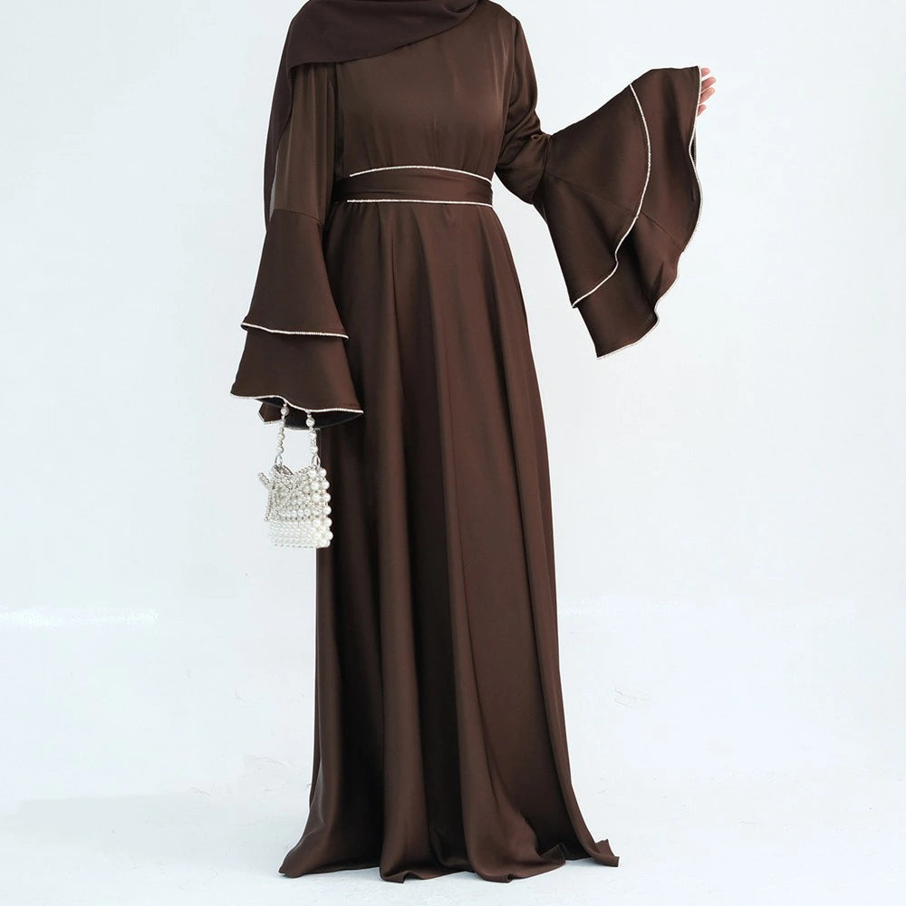 Hand Beading Double-Layered Bell Sleeves Nida Abaya Dress #25935