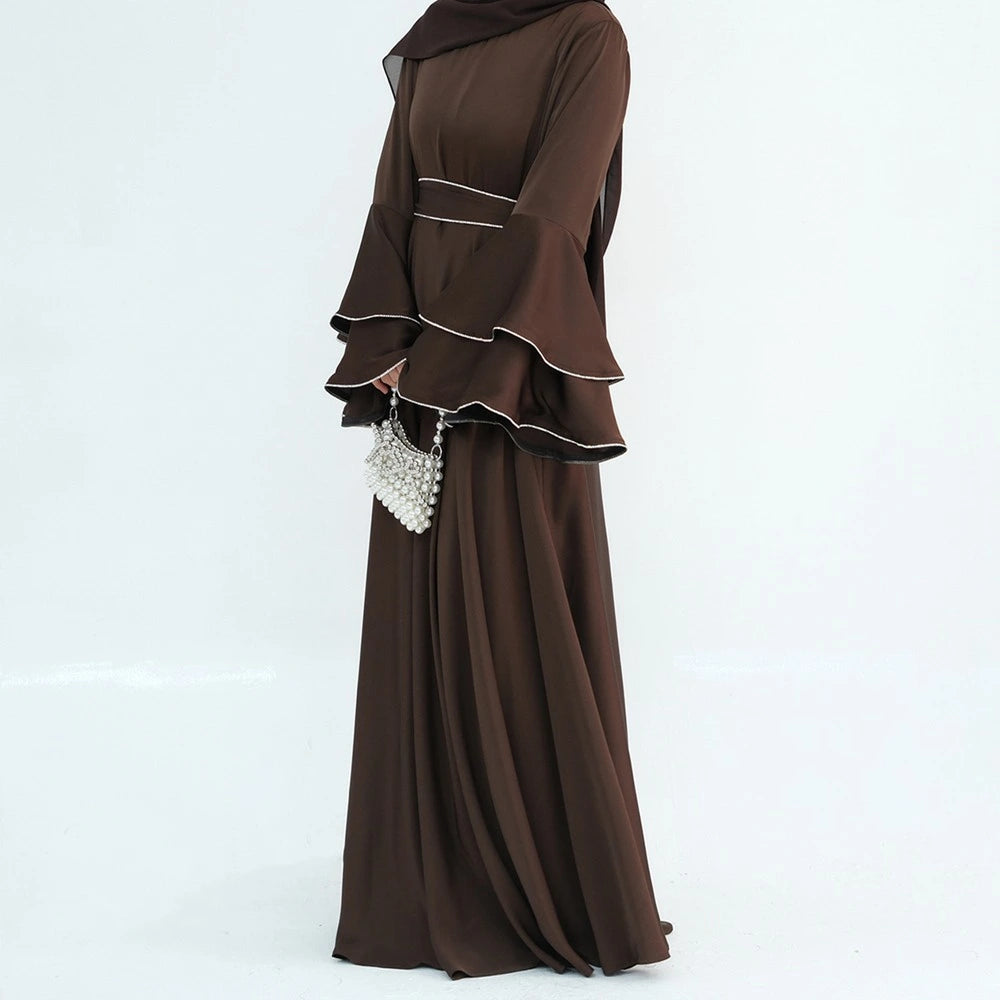 Hand Beading Double-Layered Bell Sleeves Nida Abaya Dress #25935