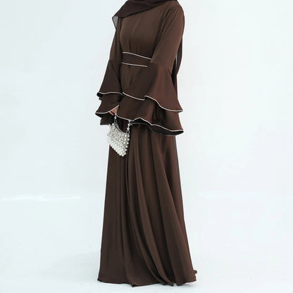 Hand Beading Double-Layered Bell Sleeves Nida Abaya Dress #25935