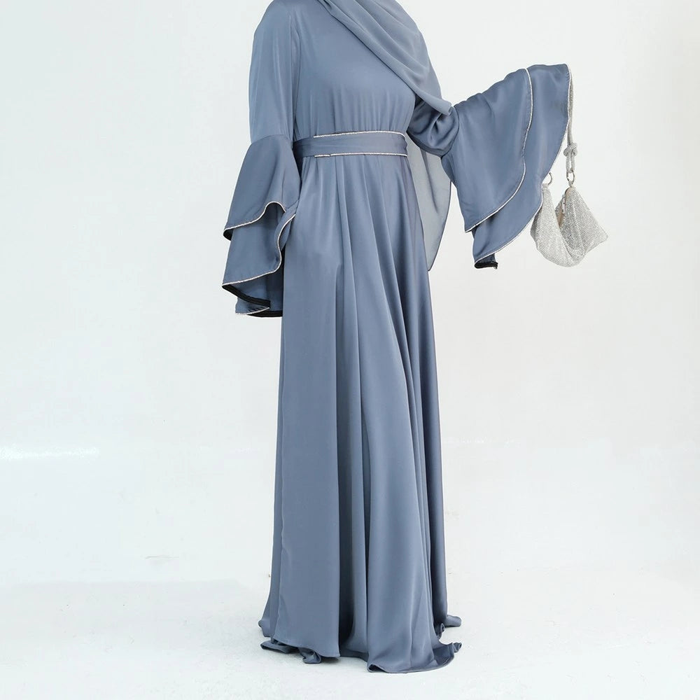 Hand Beading Double-Layered Bell Sleeves Nida Abaya Dress #25935