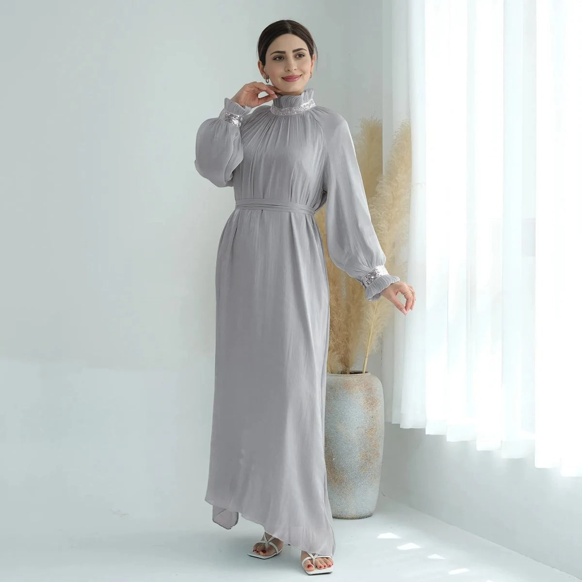 Muslim Women Shiny Bright Abaya Dress