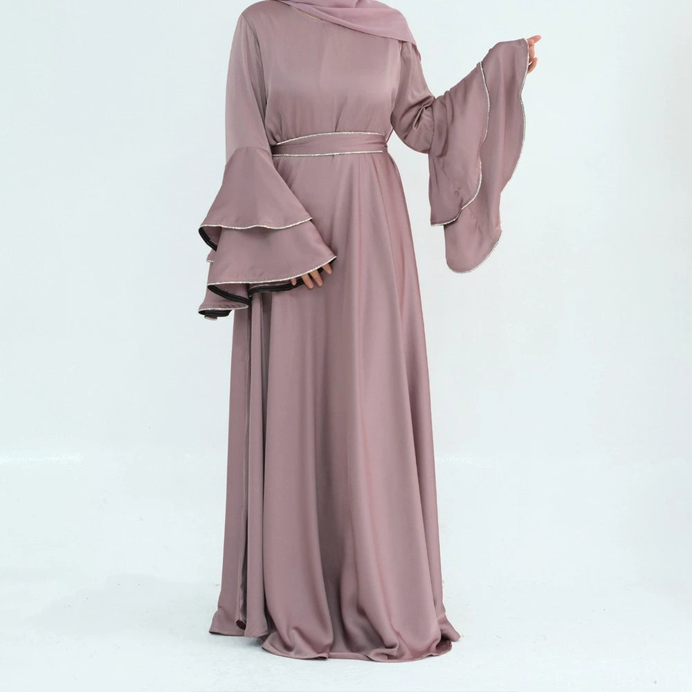 Hand Beading Double-Layered Bell Sleeves Nida Abaya Dress #25935